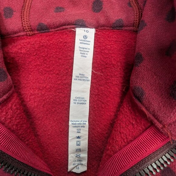 Scuba red polka dot Lululemon jacket Size 10 Red Color Rare Size - Picture 14 of 14